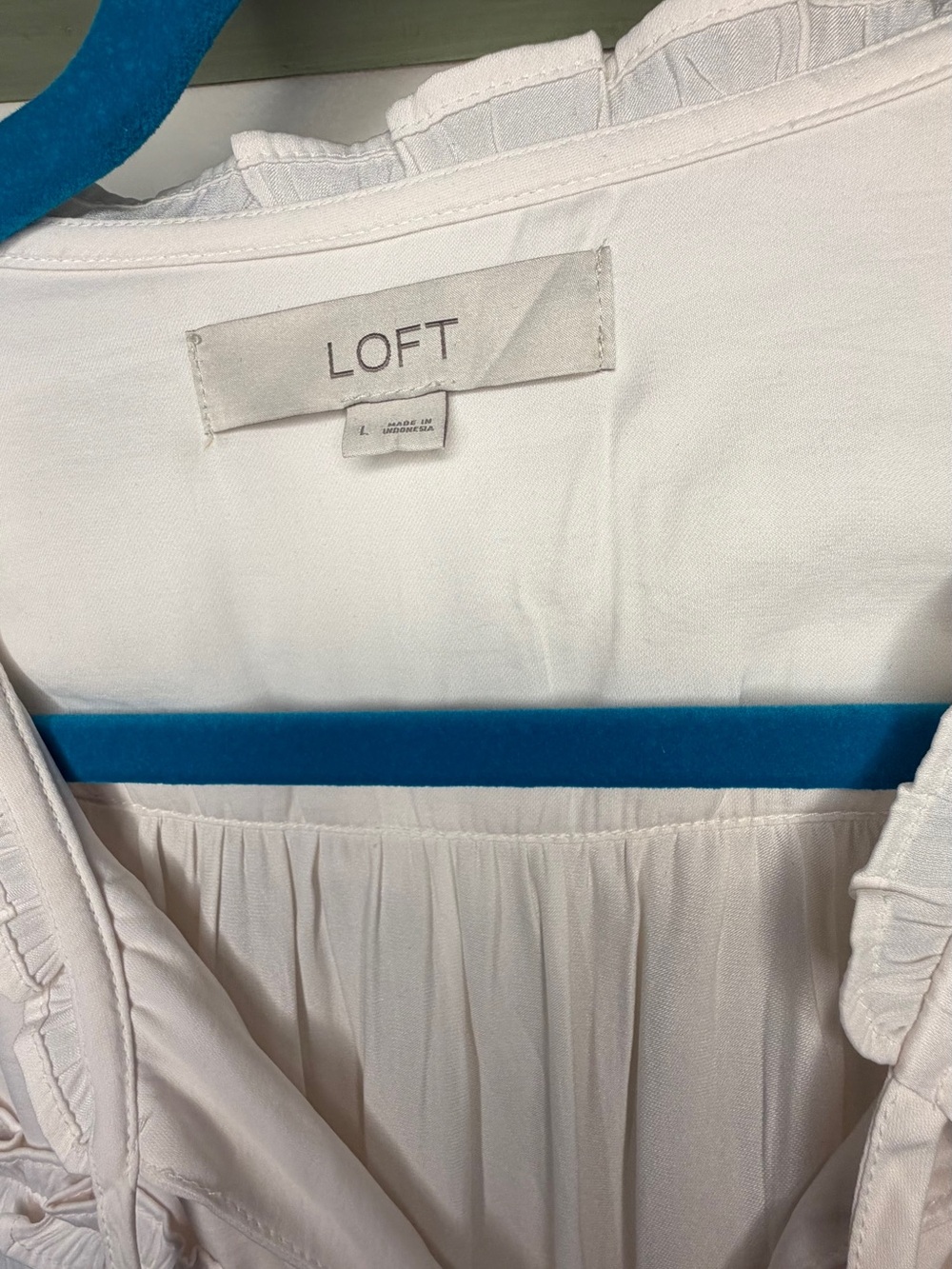 LOFT Cream Ruffle-Trim Button-Front Blouse - Picture 4 of 5